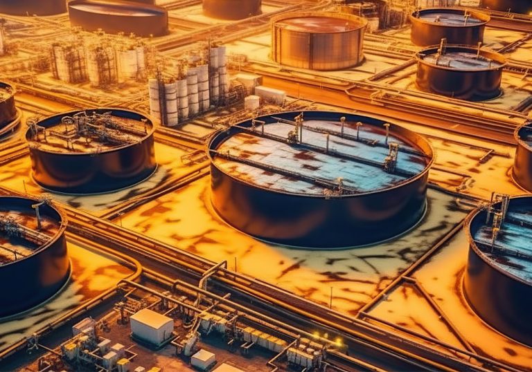 "Oil refinery in Iran producing motor gasoline to address fuel shortage."